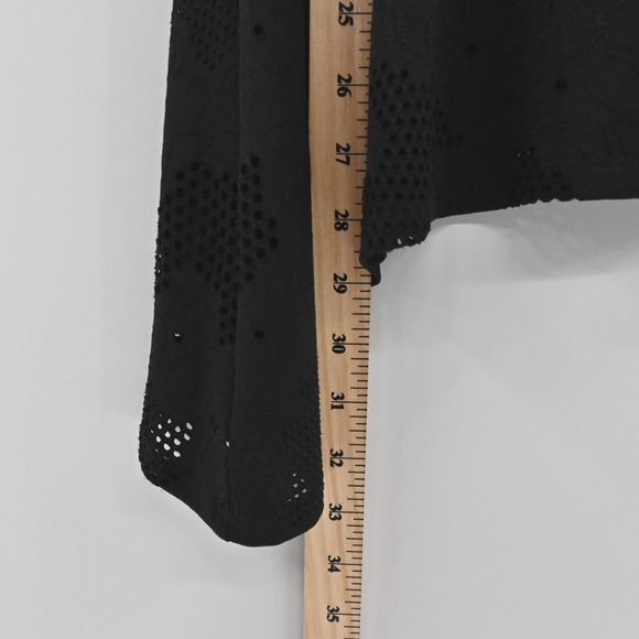 CLARA SUN WOO Womens Laser Floral Top Size XS Whimsigoth Lace Black Asymmetric - Picture 4 of 11